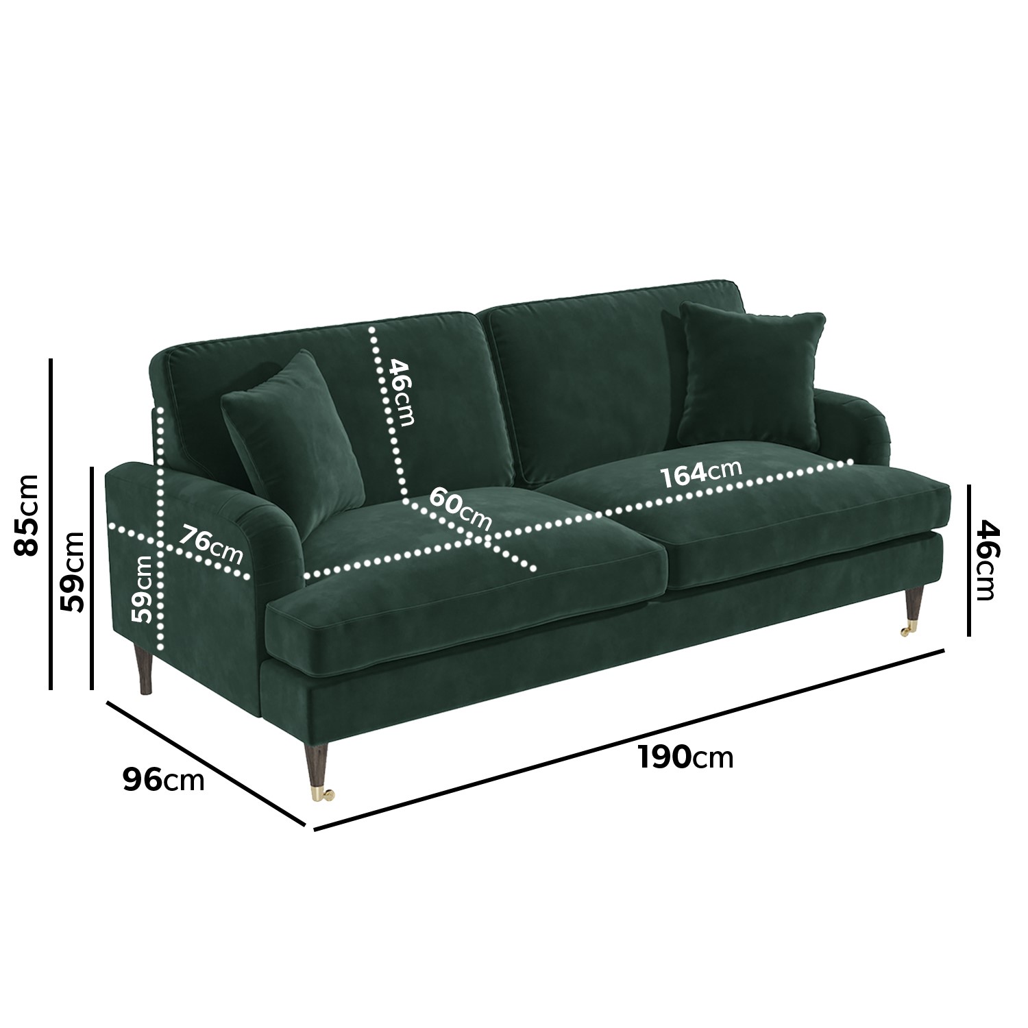 Read more about Dark green velvet 3 seater sofa payton